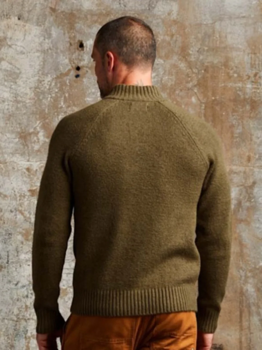Line of Trade Sackett Henley Sweater WWII Military Olive Green Cotton Large